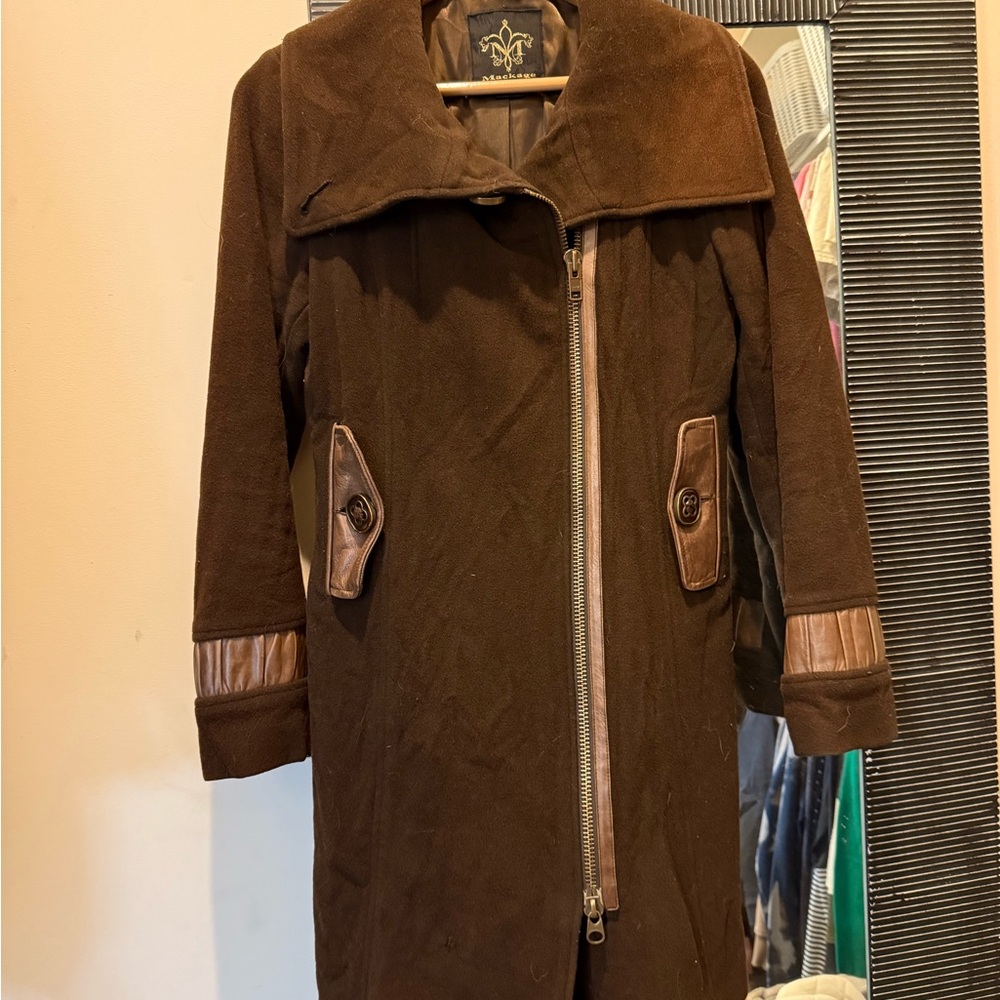 Mackage Brown Coat with Bronze Accents